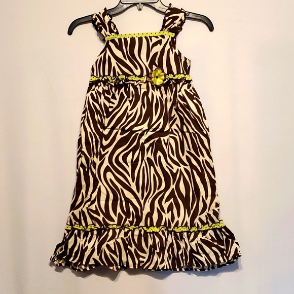 unknown Other - Girls dress, Brown, white, florescent green yellow colors size 8
